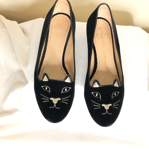 Charlotte Olympia Shoes - Charlotte Olympia Velvet Kitty Ballerina Shoes